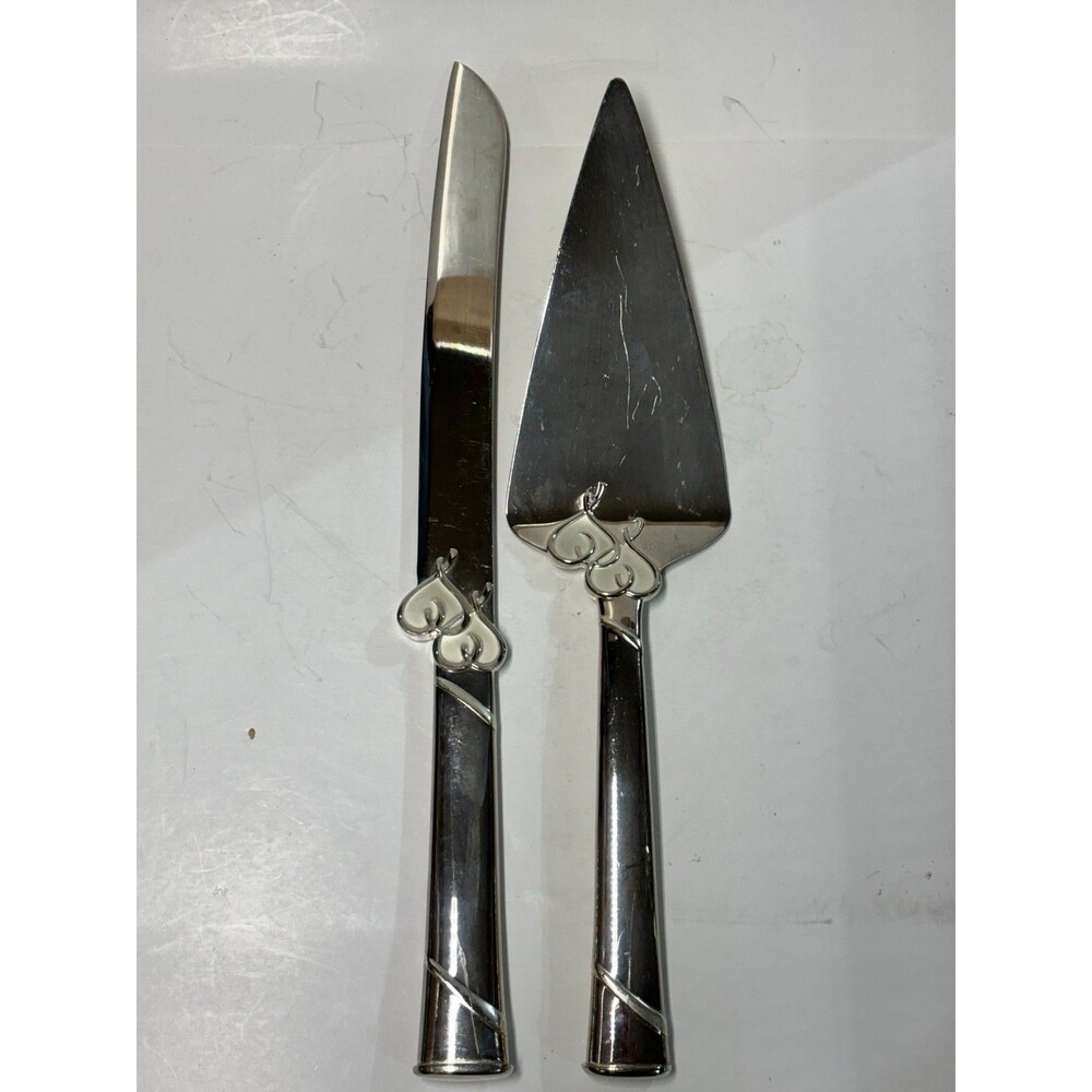 Lenox True Love 2 Piece Dessert Silver Plated Wedding Cake Serving Set